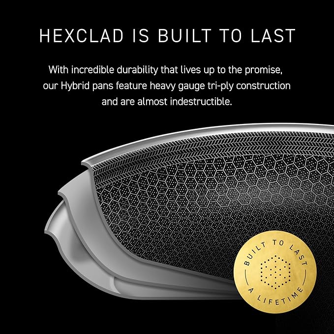 HexClad Hybrid Nonstick 14-Inch Wok with Stainless Steel Lid, Stay-Cool Handles, Dishwasher-Friendly, Oven-Safe Up to 900°F, Induction Ready, Compatible with All Cooktops