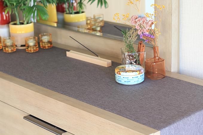Grey Table Runner 120 inch, Outdoor Dresser Scarf, Waterproof Gray Coffee Table Runner, Long Dining Table Runners, Decor for Fiesta, Dinner Parties, Wedding, Easter, Mothers Day, Birthday