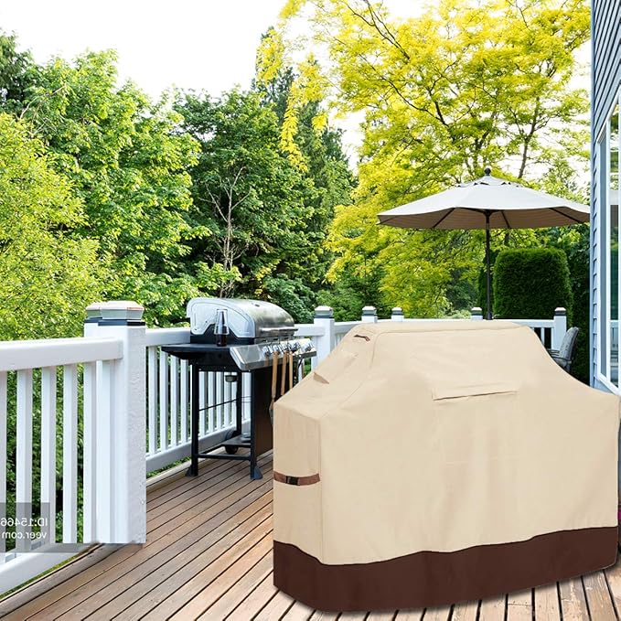 Vailge 72-inch Heavy Duty BBQ Cover, Waterproof & Dust-proof, UV & Rip Resistant, Fits Weber, Brinkmann, Char Broil & More, Beige