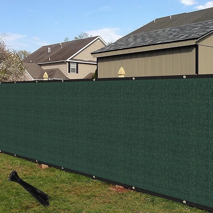 ECOOPTS 8'x186' Privacy Fence Screen Windscreen with Copper Grommets, Fit for Commercial Fence and Residential Garden Outdoor 90% UV Blockage, Cable Zip Ties Included (Green)