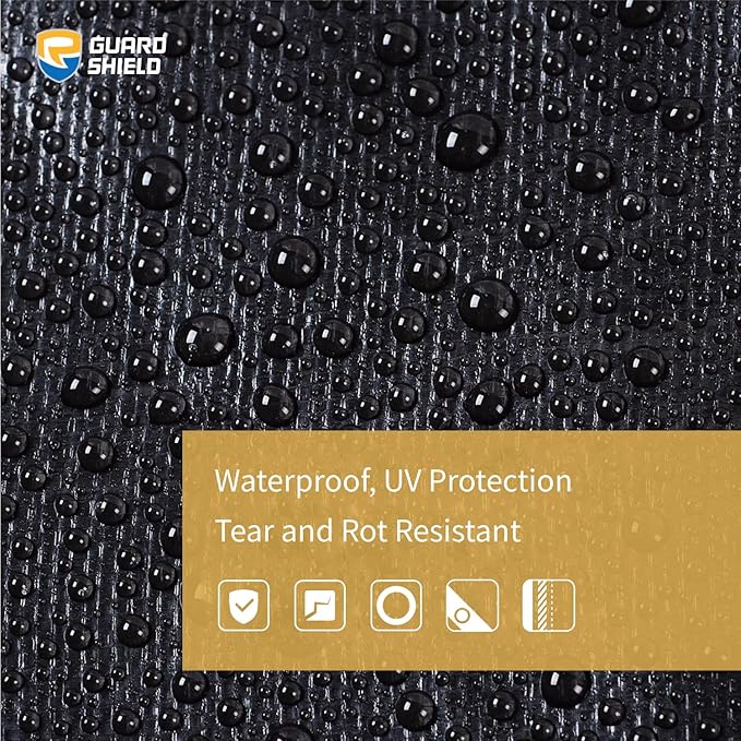 GUARD SHIELD Tarps Heavy Duty Waterproof 8x10 Feet Black Poly Tarp Cover Outdoor Thick UV Resistant Tarpaulin with Grommets 10mil (2-Pack)