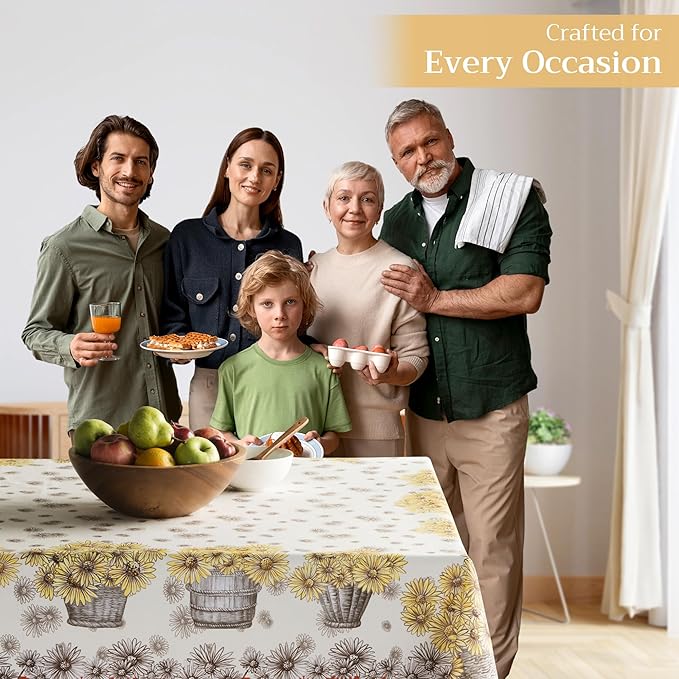 Maison d' Hermine Table Cloth Rectangle Table 100% Cotton 60 x 120 Inches Fall Tablecloth Reusable Everyday Use for Thanksgiving Christmas Decorations Dining Farmhouse Party (Bagatelle)