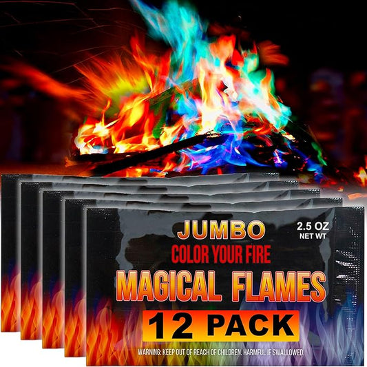 Magical Flames Fire Color Packets (12 Pack), Vibrant Multi-Color Fire for Fire Pits, Campfires, Bonfires & Fireplaces - Camping Essentials & Outdoor Party Accessories
