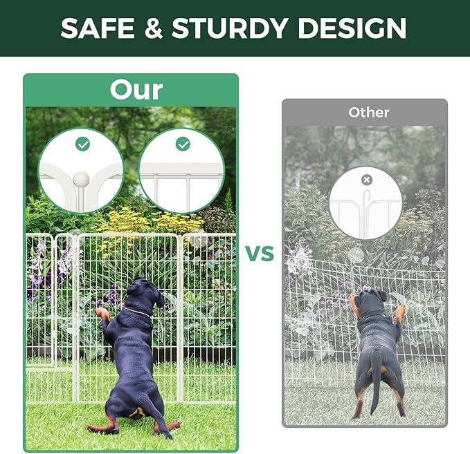 FXW Garden Fence Outdoor for The Yard – 45in(H) x 72.9ft(L) Heavy Duty Metal Animal Barrier for Dog and Rabbit, Decorative Dog Fence, 32 Panels, White