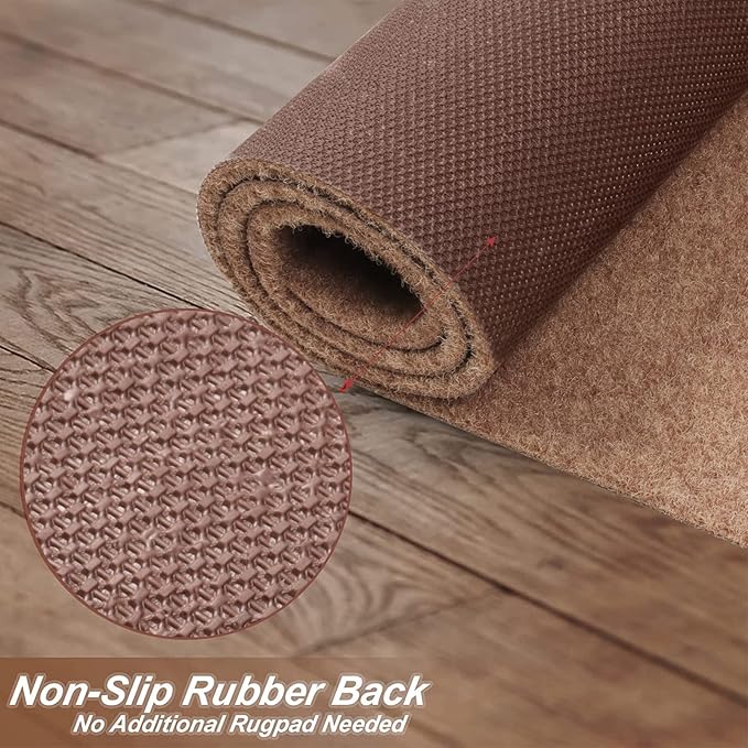 4' x 5' Runner Rugs with Rubber Backing, Indoor Outdoor Utility Carpet Runner Rugs, Sand, Can Be Used as Aisle for The RV and Boat, Laundry Room and Balcony