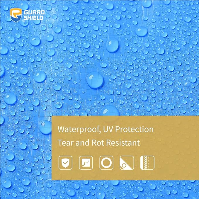 GUARD SHIELD Blue Tarp Waterproof 10x10 Feet Medium Duty All Purpose Poly Tarps Cover 7mil