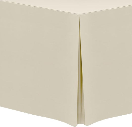 Ultimate Textile -5 Pack- 5 ft. Fitted Polyester Tablecloth - Fits 30 x 60-Inch Banquet and Folding Rectangular Tables - 42" H, Tan Beige