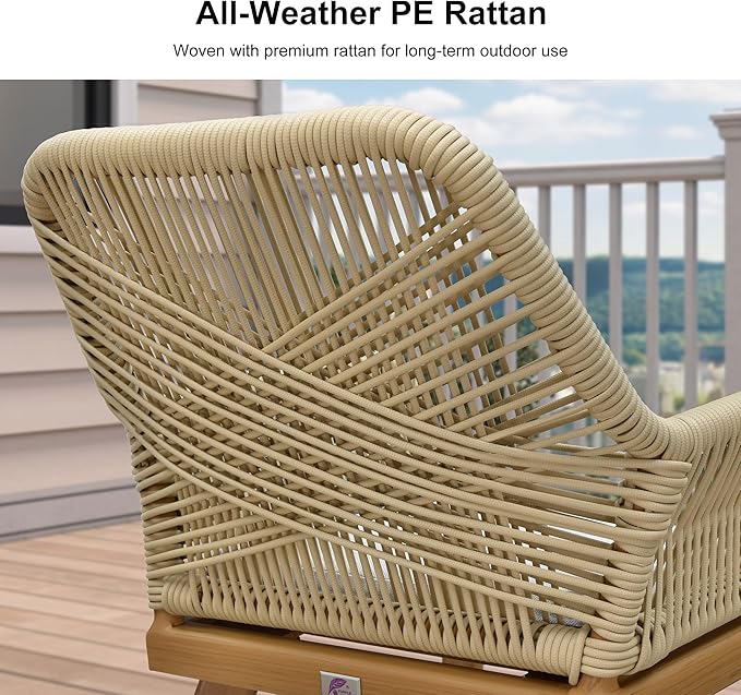 PURPLE LEAF Outdoor Dining Set All-Weather PE Rattan Outdoor Patio Furniture Set with All Aluminum Frame Square Table and Chairs 14 Pieces Set for Lawn Garden Backyard Deck, Teak
