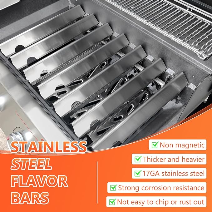QuliMetal 66033 Flavorizer Bars for Weber Genesis II E-410/E-415/E-435, Grill Parts for Weber GS4 Genesis II LX E-440 Series Gas Grills, 17" Stainless Steel Grill Parts for Weber 66033 66796