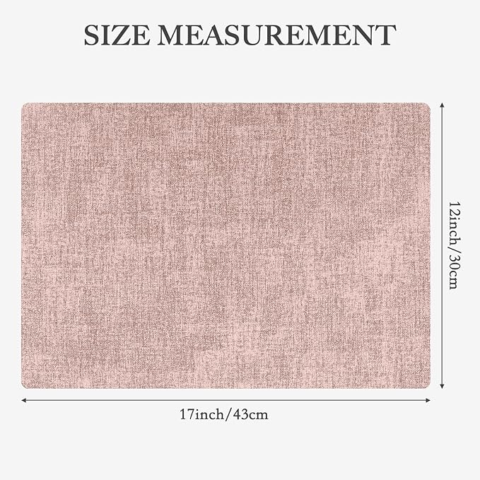 Faux Leather Heat Resistant Placemats Set of 8 – Waterproof Oilproof Wipeable Dining PU Vinyl Place Mat Easy Clean Table Mats for Kitchen/Dining/Party/Holiday, Pink