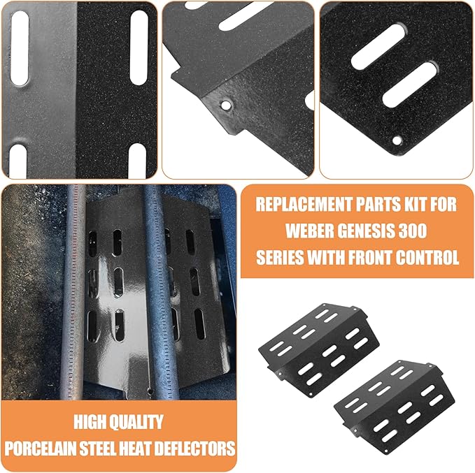 AJinTeby Grill Parts for Weber Genesis 300 Series Grill E310 E320 S310 S320 S330 EP310 w/Front Control, Burners 62752 7620 7621 Flavorizer Bars 65505 Heat Deflectors, Weber Genesis Replacement Parts