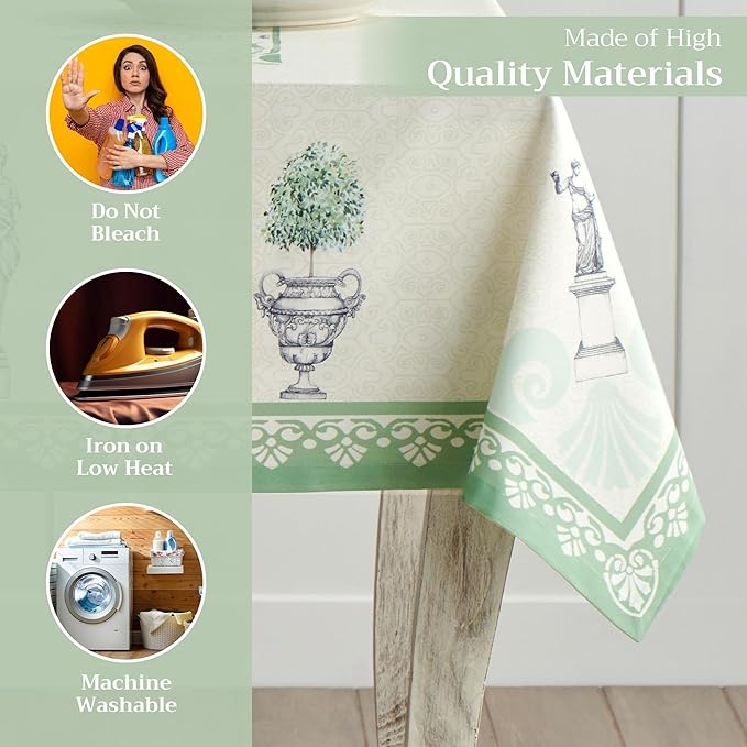 Maison d' Hermine Table Cloth Rectangle Table 100% Cotton 54 x 72 Inches Tablecloth Reusable Decorative for Dining Room, Farmhouse, Home, Party, Festive & Wedding Spring Summer - Jardin Du Roy