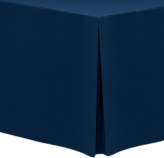 Ultimate Textile -3 Pack- 5 ft. Fitted Polyester Tablecloth - Fits 30 x 60-Inch Banquet and Folding Rectangular Tables - 42" H, Navy Blue