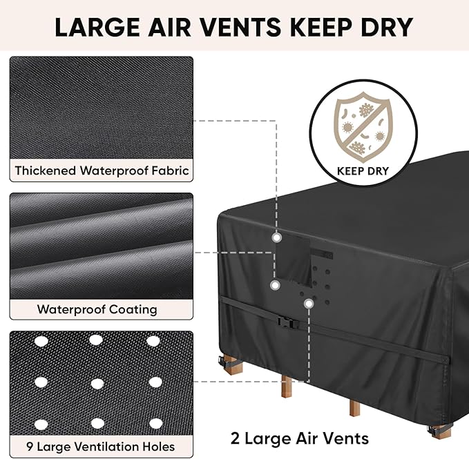 BALEINE Patio Furniture Covers, Outdoor Furniture Covers Waterproof, Heavy Duty Oxford Patio Table Cover for Outdoor Table, Chair, Sofa, Desk (Black 86"L×44"W×28"H)
