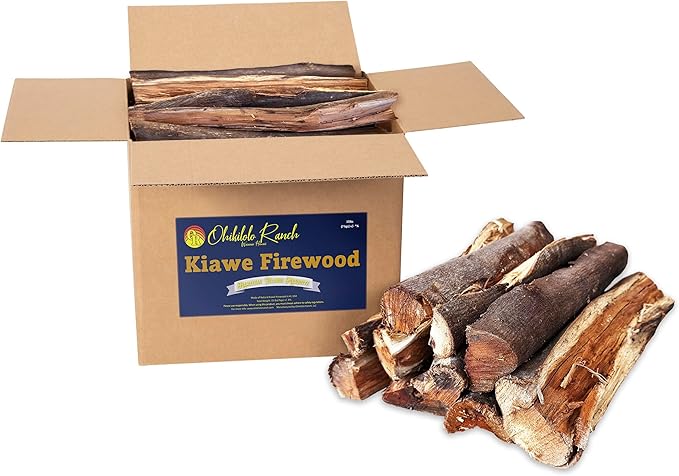 Hawaiian Kiawe Firewood Logs – from Ohikilolo Ranch - Great for Grills, Smokers, Pizza ovens, stoves, firepits, and fireplaces – Kiawe Firewood Box - Solar Kiln Dried and USDA Inspected