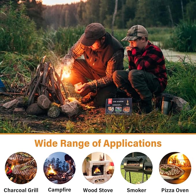 HGD Fire Starter, 160 Mini Square, Natural Fire Starters for BBQ, Campfire, Fireplace, Charcoal, Wood Stove, Chimney, Fire Pit, Grill, Smoker, Indoor Outdoor Use