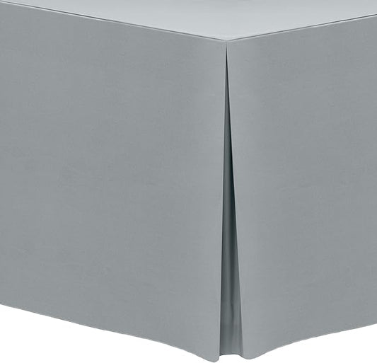 Ultimate Textile -2 Pack- 5 ft. Fitted Polyester Tablecloth - Fits 30 x 60-Inch Banquet and Folding Rectangular Tables - 42" H, Silver