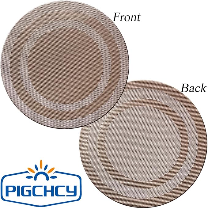 PIGCHCY Round Placemat Set of 8 Vinyl Washable Kitchen 15 inch Table Placemats for Wedding Holiday Party (8pcs Round, Champagne)