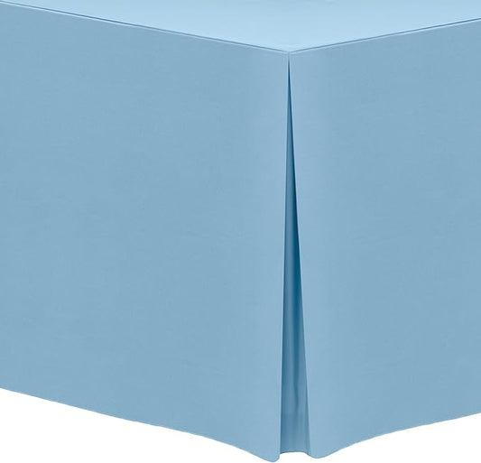 Ultimate Textile -3 Pack- 5 ft. Fitted Polyester Tablecloth - Fits 30 x 60-Inch Banquet and Folding Rectangular Tables - 42" H, Light Baby Blue
