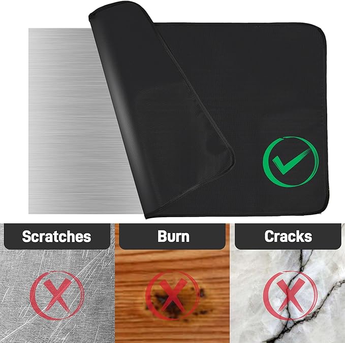 25 x 19.5in Heat Resistant Grill Mats for Outdoor Grill to Protect Your Prep Table and Outdoor Grill Table - Fire Proof & Water Proof & Oil Proof BBQ Mat - Black (0.6mm)