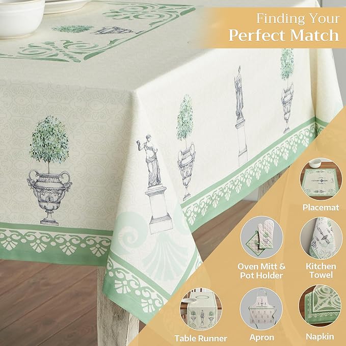 Maison d' Hermine Table Cloth Rectangle Table 100% Cotton 60 x 108 Inches Tablecloth Reusable Decorative for Dining Room, Farmhouse, Home, Party, Festive & Wedding Spring Summer - Jardin Du Roy