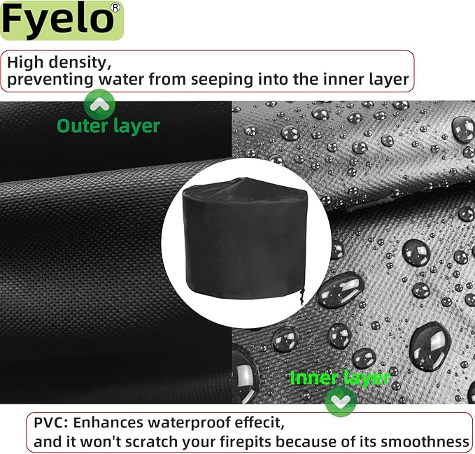 Fire Pit Cover for Solo Stove Yukon 27 Inch, Waterproof & Heavy Duty Outdoor Cover Solo Stove Shelter for Yukon 2.0 Tear resistance Rainproof & Windproof, Black