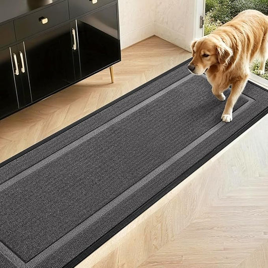 Extra Large Front Door Mat Outside Entrance Indoor Doormat, 71" x 24" Outdoor Mats for Patio Waterproof, Outdoor Door Mats for Outside Entry, Indoor Rugs for Entryway, Sturdy Natural Rubber, Grey