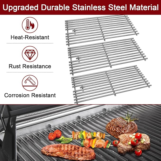 Hiorucet Grill Parts for Broil King 9468-54, 9468-57, 95693, 9864-54, 9864-57, 9868-54, 9868-57, 9868-74, Signet 320, Sovereign 20 70 90 90S, Grill Grates Heat Plates Burners for Broil King Gas Grill