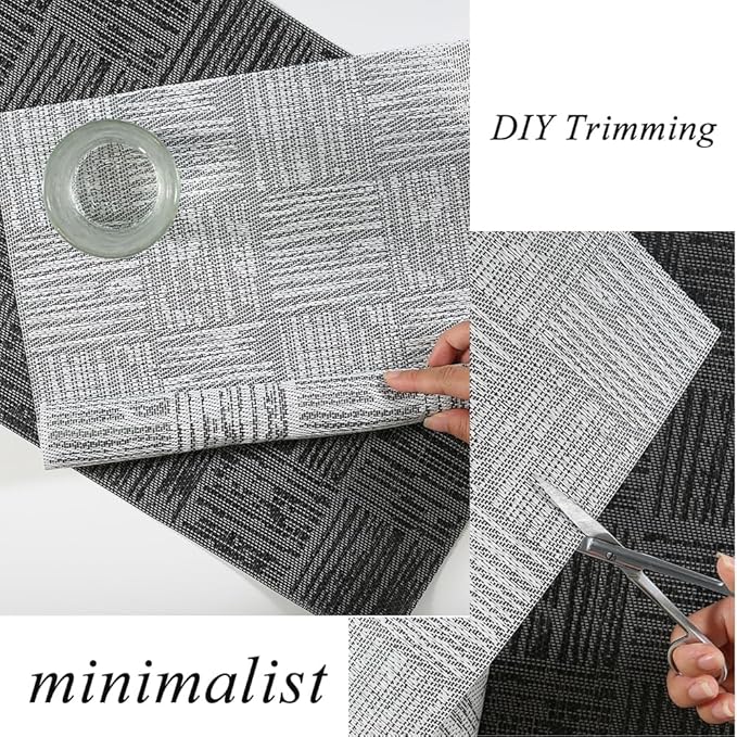 Black Placemats Set of 8, Plastic Vinyl 18" x 12" Place Mats for Dinner Table, No-Slip Wipeable Table Mats Daily Use Patio Kitchen Decoration