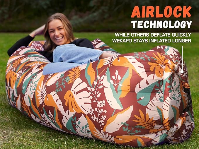 WEKAPO Inflatable Sun Lounger, Air Sofa, Hammock, Portable, Waterproof and Leak-Proof, Ideal for Backyard, Beach, Travel, Camping, Picnics and Music Festivals