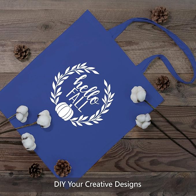 TOPDesign 6-Pack Economical 16"x15" Blue Cotton Tote Bag, Lightweight Medium Reusable Grocery Shopping Cloth Bags, Suitable for DIY, Advertising, Promotion, Gift, Activity