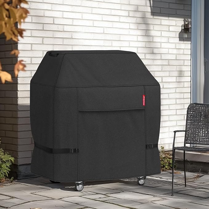 Porch Shield 64W x 24D x 48H inch Premium Gas Grill Cover Up to 64 inch, Waterproof and Fade Resistant 600D BBQ Covers for Weber, Brinkmann, Char-Broil and More, Black