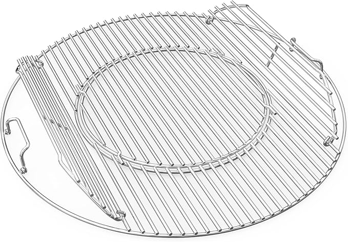 only fire Stainless Steel Grill Grate, Gourmet BBQ System Replaced Double-Side Hinged Cooking Grate for Weber 22" Charcoal Kettle Grills