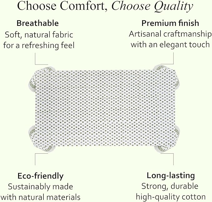 CPC Lotus Meadow Tablecloth 100% Cotton 60x90 Inch Indian Block Print Rectangle Table Cover, Table Cloth for Gifting in Weddings, Halloween, Fall, Christmas, Thanksgiving