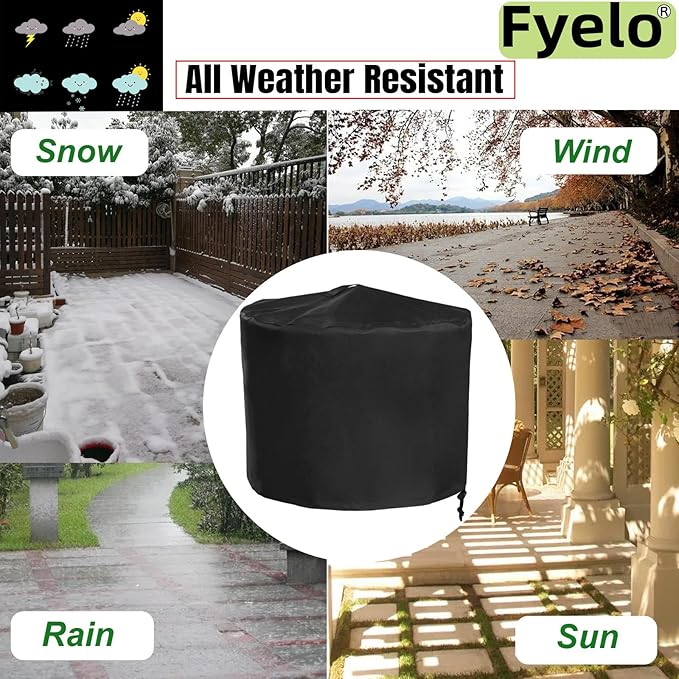 Fire Pit Cover for Solo Stove Bonfire 2.0 Cover 20 Inch & 19.5 Inch, Waterproof 600D Camping Stove Cover All Weather Resistant Black