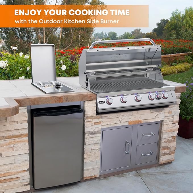 Stanbroil Built-in Stainless Steel Side Burner for Outdoor Kitchen - Natural Gas Only