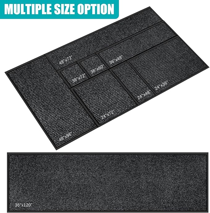Azadx 4'x8' Indoor Outdoor Door Mat Heavy Duty Front Door Mat Ultra Absorbent Muddy Dirt Resist Welcome Door Mats Non-Slip Backing Entrance Mat for Home Commercial Outdoor Entrance Floor Mat