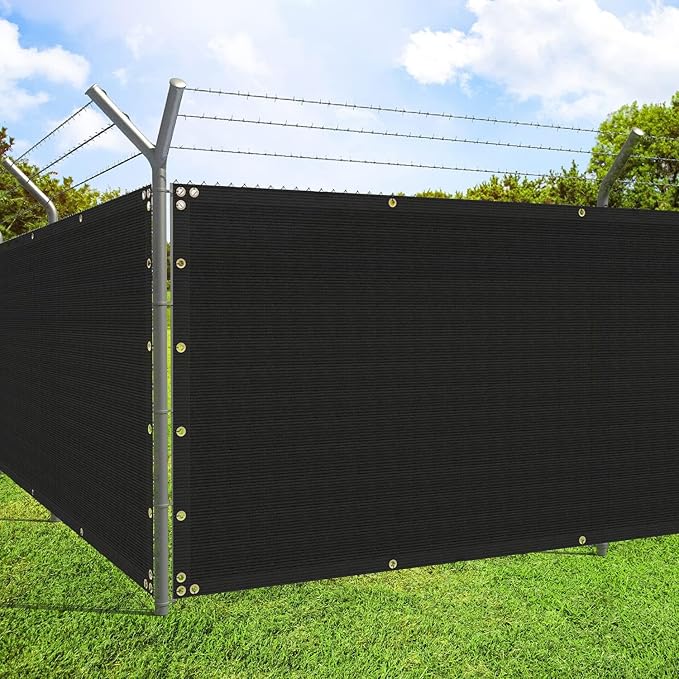 ECOOPTS 4'x18' Privacy Fence Screen Windscreen with Copper Grommets, Fit for Commercial Fence and Residential Garden Outdoor 90% UV Blockage, Cable Zip Ties Included (Black)