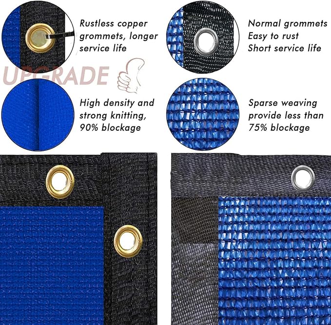 UPGRADE Privacy Screen 5' x 50' Fence Commercial Shade Cover with Brass Grommets Heavy Duty Perfect for Outdoor Back Yard, Blue, Customizable