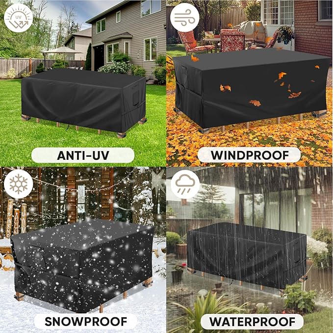 BALEINE Patio Furniture Covers, Outdoor Furniture Covers Waterproof, Heavy Duty Oxford Patio Table Cover for Outdoor Table, Chair, Sofa, Desk (Black 98"L×78"W×28"H)