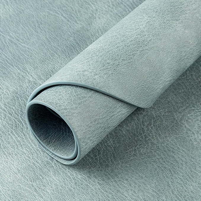ADRIMER Placemats, Heat Resistant Oval Placemats Set of 12 Washable 12 x 17 Inch, Waterproof Table Mats, Wipeable Pu Place Mats for Kitchen, Dining Room, Light Blue