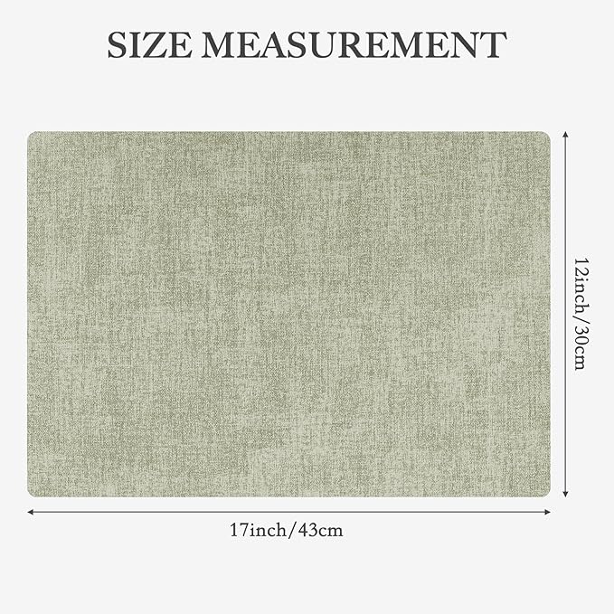 Faux Leather Heat Resistant Spring Placemats Set of 6 – Waterproof Oilproof Wipeable Dining PU Vinyl Place Mat Easy Clean Table Mats for Kitchen/Dining/Party/Holiday, Grass Green