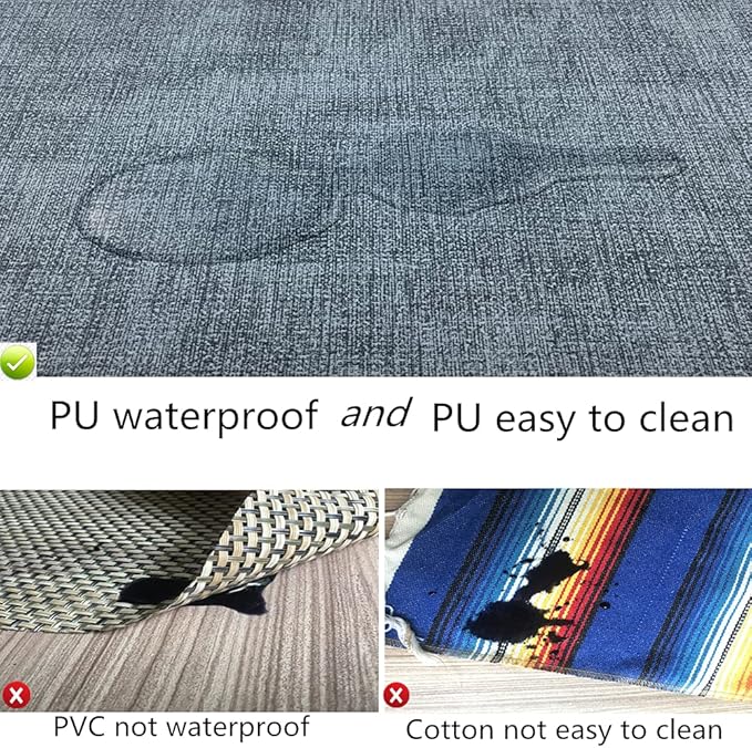 WAZAIGUR Washable Wipeable Waterproof Heat Resistant Faux Leather Placemats Set of 6,PU Palce Mats for Indoor and Outdoor,Easy to Clean Table Mats,Navy Blue