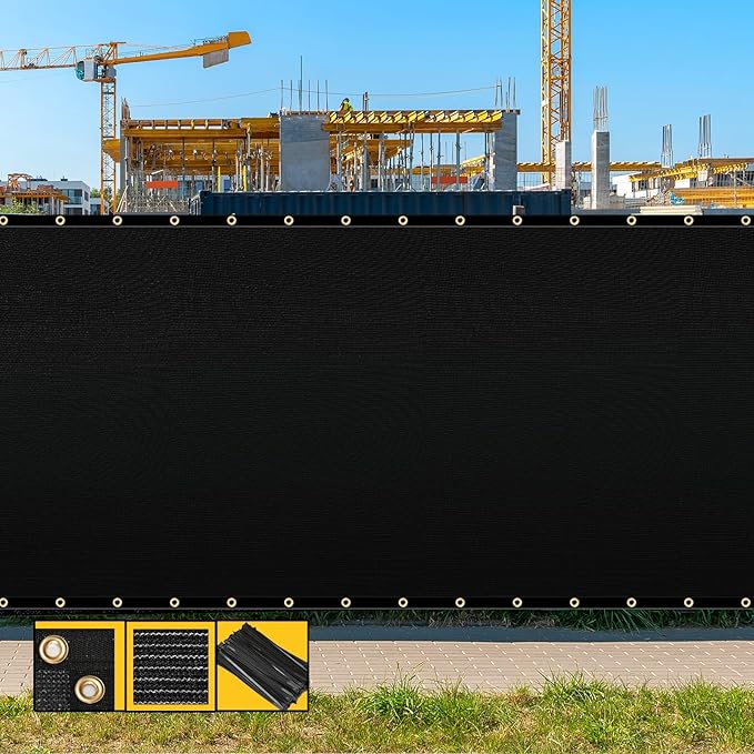 Customized 8' x 59' Black Fence Privacy Screen,with Bindings & Grommets,Heavy Duty for Gardens,Backyard,Patio,Tennis Court,Pool,Construction Project, We Make Custom Sizes