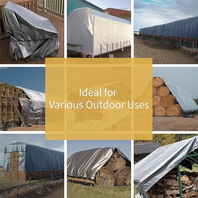 GUARD SHIELD Heavy Duty Tarp 6x8 Feet Silver Multi Purpose Thick Waterproof Poly Tarp Cover 10mil
