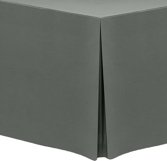 Ultimate Textile -3 Pack- 5 ft. Fitted Polyester Tablecloth - Fits 30 x 60-Inch Banquet and Folding Rectangular Tables - 42" H, Charcoal Grey