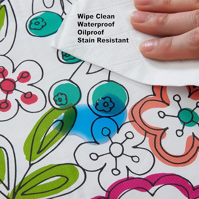 Newbridge Shabby Chic Lily Print 52 x 70 Inch Rectangle Vinyl Flannel Backed Tablecloth, Pink Yellow and Green Lily Indoor and Outdoor Waterproof Vinyl Table Cover for Spring Holiday Party