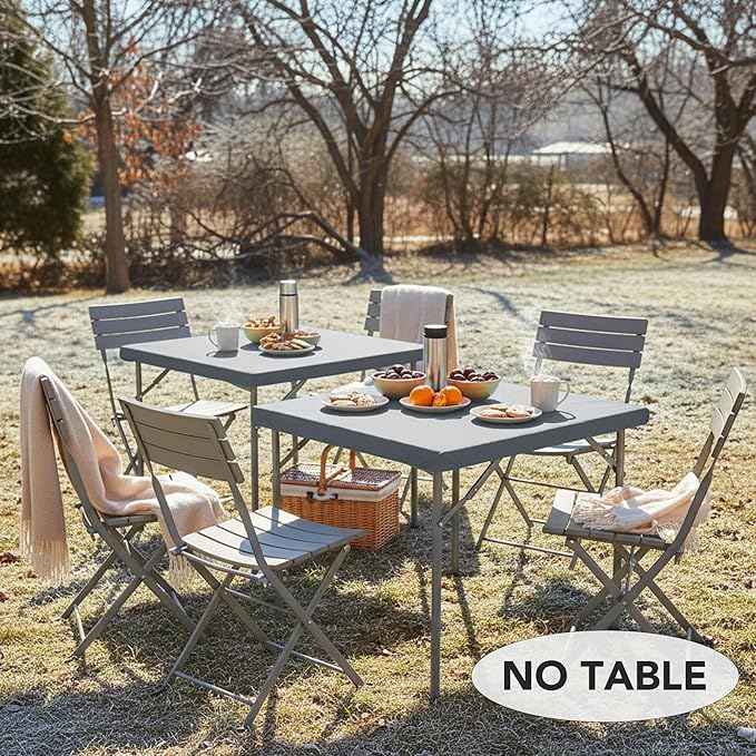 LUSHVIDA 2 Packs Vinyl Card Tablecloth with Flannel Backing 34x34 inch - Waterproof Plastic Picnic Table Cover for Square Folding Table Cloth with Elastic Corners, Light Gray