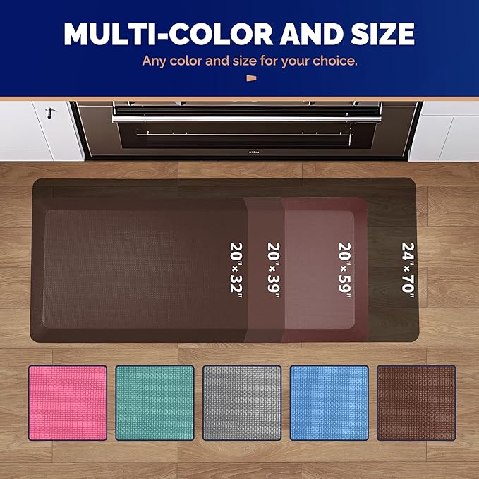 FEATOL Anti Fatigue Mat for Standing, 9/10 Extra Thick Ergonomic Standing Desk Mat, Comfort & Durable Memory Foam Standing Mat at Home,Office All Day (20" x 32", Brown, 1PC)