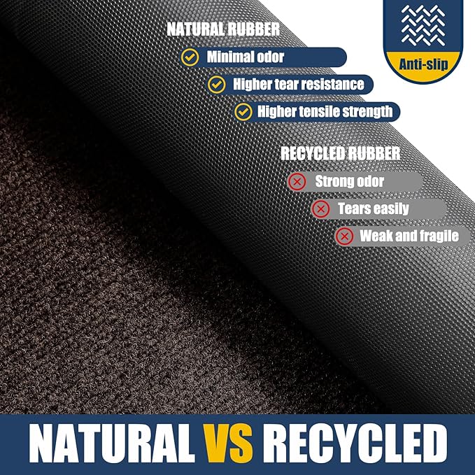 Extra Large Front Door Mat Outside Entrance Indoor Doormat, 60" x 34" Outdoor Mats for Patio Waterproof, Outdoor Door Mats for Outside Entry, Indoor Rugs for Entryway, Sturdy Natural Rubber, Brown